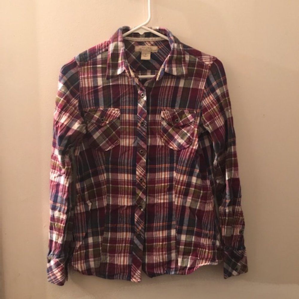 🎃EUC! Like New!! Button Down, Multi-Colored Plaid Women's Shirt